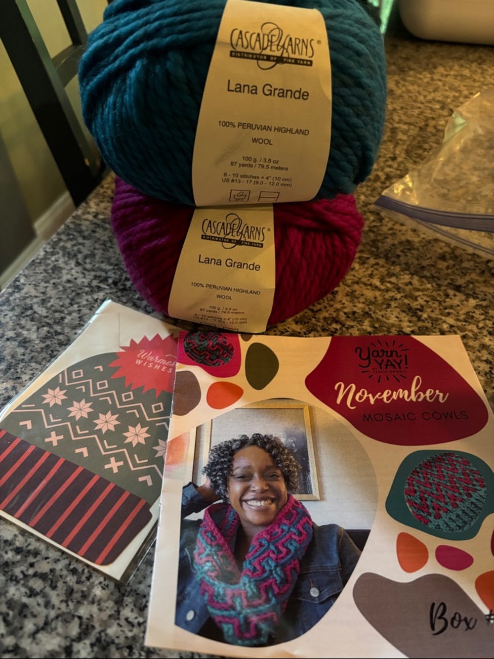 Lana Grande Chunky Wool Yarn Pair - Teal & Magenta